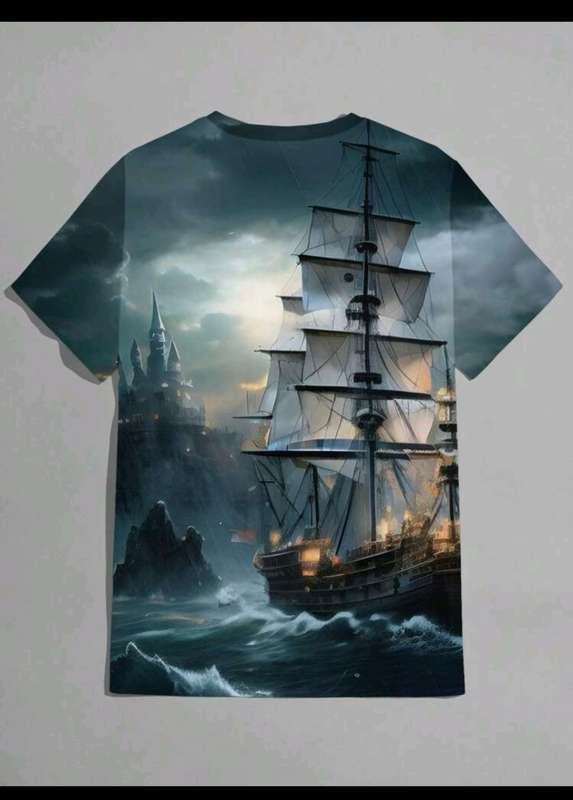 3D PRINTED ship T shirt