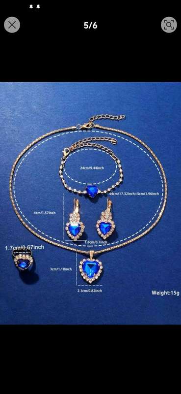 6pc luxurious woman Quartz Watch set with blue diamond decor