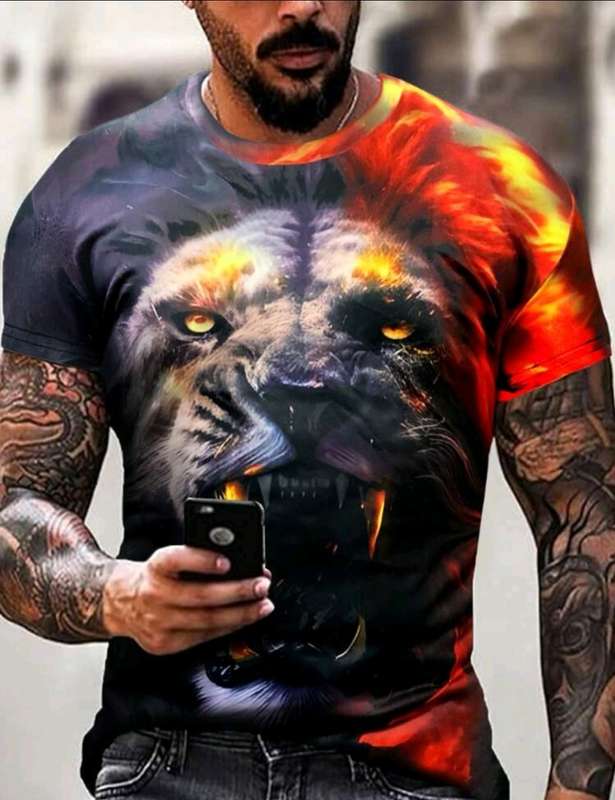 Wow amazing luxurious Men`s lion 3D print T shirt