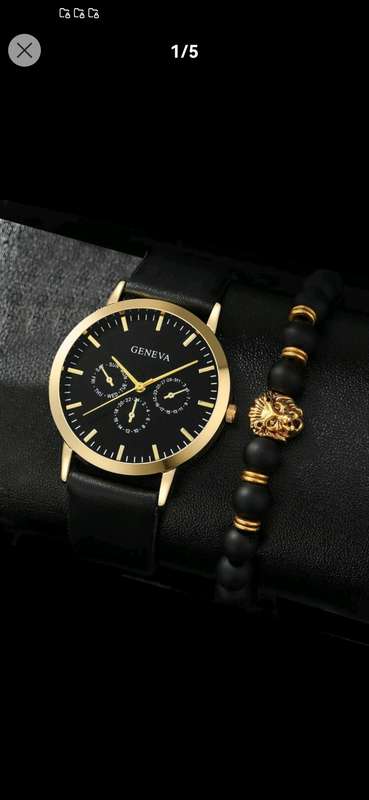 Wow amazing luxurious Men`s geneva Quartz Watch set 2 piece