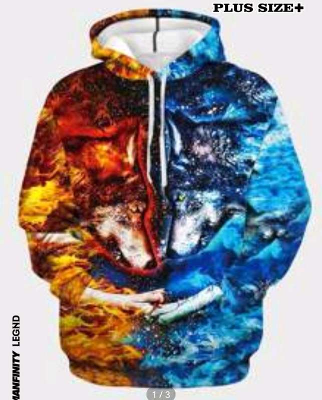 Wow amazing luxurious Men`s 3D wolf printed hoodie