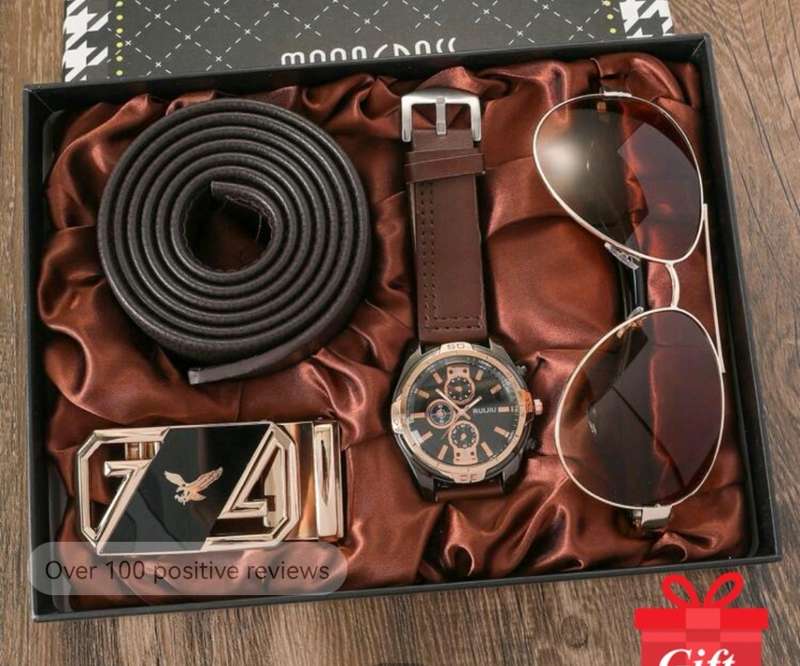 Wow amazing luxurious Men's gift set watch, sun glasses and leather belt