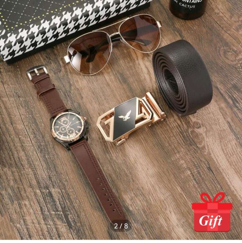 Wow amazing luxurious Men's gift set watch, sun glasses and leather belt