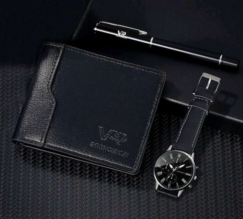 Wow amazing luxurious Men's  Quartz Watch  giftset wit wallet en pen