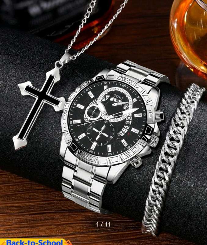 Men's 3pcs Quartz Watch set