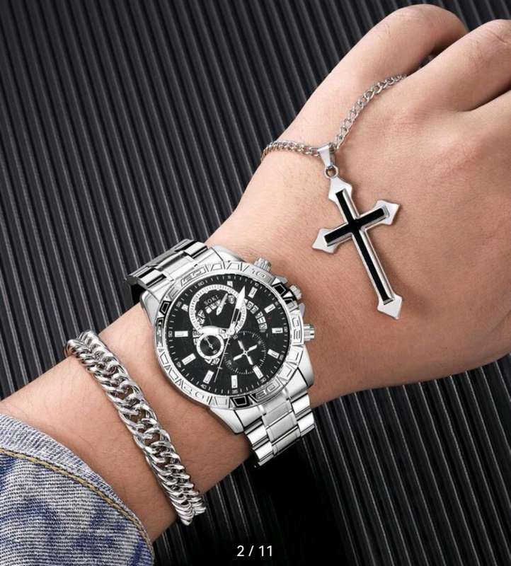 Men's 3pcs Quartz Watch set