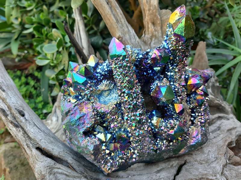 RAINBOW AURA COATED SPIRIT QUARTZ CLUSTER 1.870KG
