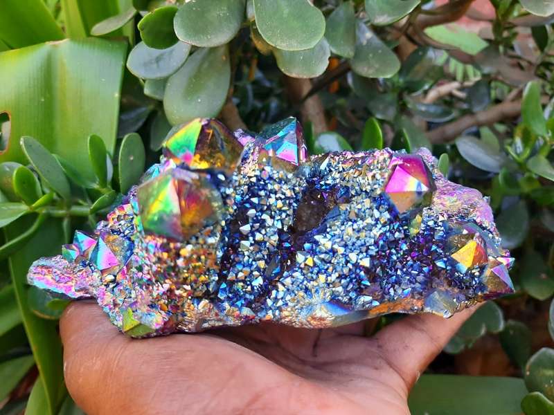 RAINBOW AURA COATED SPIRIT QUARTZ CLUSTER 1.870KG