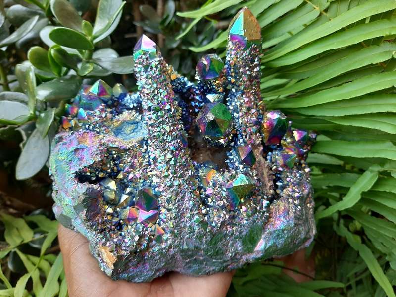 RAINBOW AURA COATED SPIRIT QUARTZ CLUSTER 1.870KG