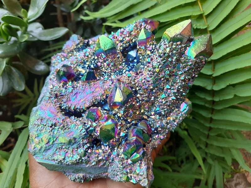 RAINBOW AURA COATED SPIRIT QUARTZ CLUSTER 1.870KG