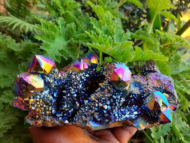 RAINBOW AURA COATED SPIRIT QUARTZ CLUSTER 1.870KG