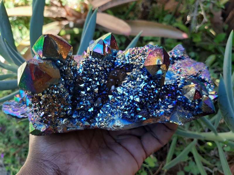 RAINBOW AURA COATED SPIRIT QUARTZ CLUSTER 1.870KG