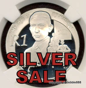 SILVER 1 RAND SALE !!! *** 2008 MAHATMA GANDHI - PF70 Ultra Cameo *** PERFECT !!!