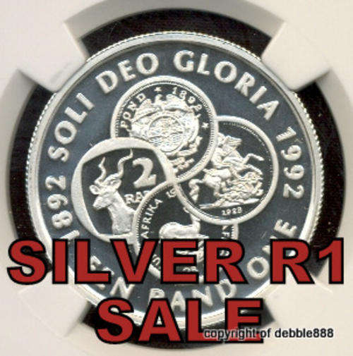 SILVER 1 RAND *** 1992 COINAGE CENTENNIAL - MS66 !!! 2ND HIGHEST GRADE - ONLY 2 BETTER !!!