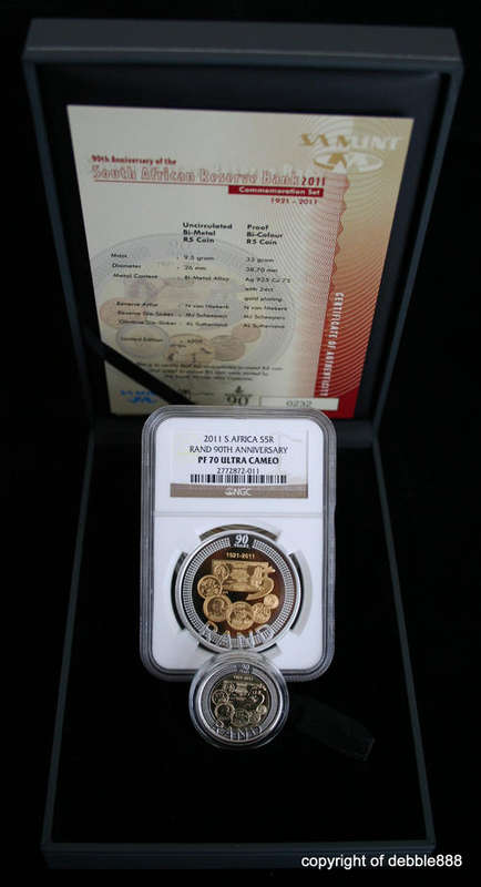 SARB COMMEMORATION SET + NGC-graded PF70 UC CROWN !!!!! Sterling Silver + Gold-Plating