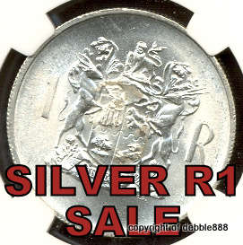 SILVER 1 RAND SALE !!!!! ***1969 AFRIKAANS - Dr Donges !!! MS 62 !!!