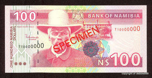 !!! SPECIMEN NOTE !!! ONE HUNDRED NAMIBIAN DOLLARS - 1999 - BANK OF NAMIBIA
