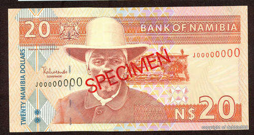 !!! SPECIMEN NOTE !!! TWENTY NAMIBIAN DOLLARS - 2002 - BANK OF NAMIBIA