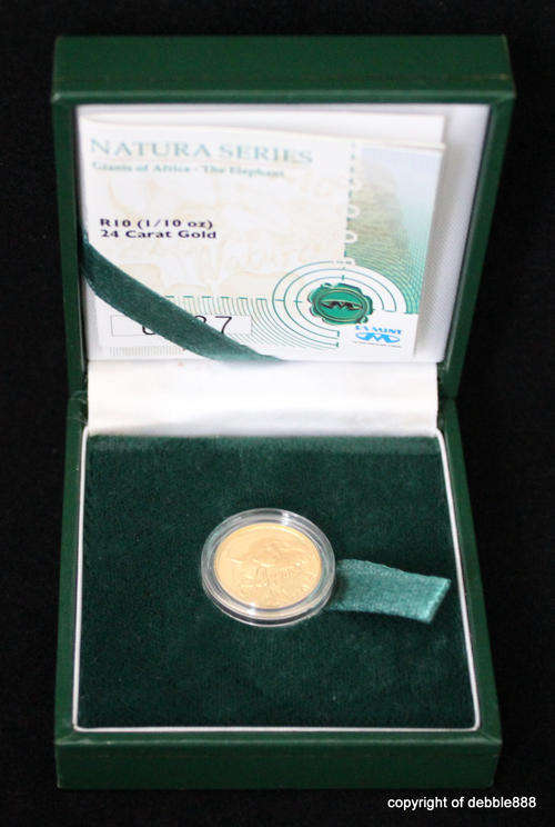 2008 NATURA - ELEPHANT - 1/10th oz 24ct GOLD - Giants of Africa Series !!! INVEST IN GOLD