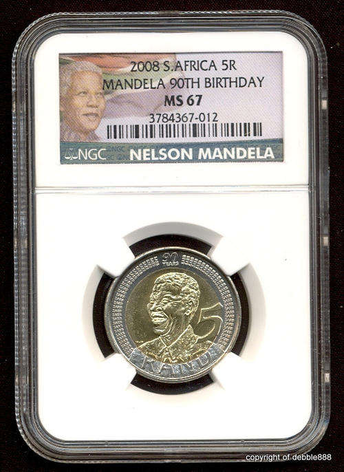 8 x MS67***High Grade !!! *** NEW LABEL Birthday Mandela R5 *** NGC graded !!! BID PER COIN