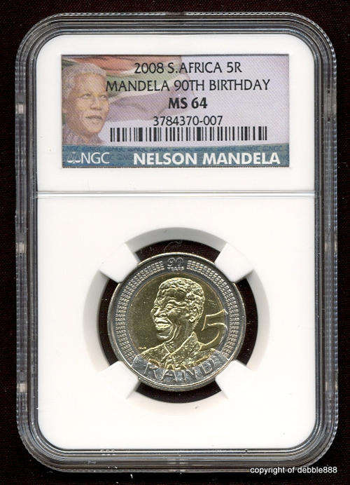 ***MS64***** NEW LABEL Birthday Mandela R5 *** NGC graded !!!!! 5 Available