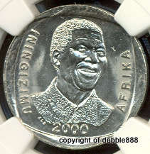 *** MS64 !!! Mandela 2000 "SMILEY" R5 coin - Uncirculated ***** VERY HIGH GRADE !!!!!