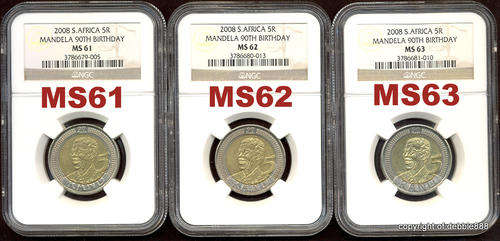 COMBO SET OF 3 !!!!! MS61 + MS62 + MS63 !!!!! *** Birthday Mandela R5 *** BID PER COIN