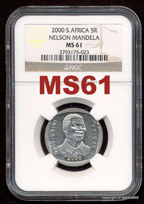 *** MS61 !!! Mandela 2000 "SMILEY" R5 coin ***** !!! HARD TO FIND