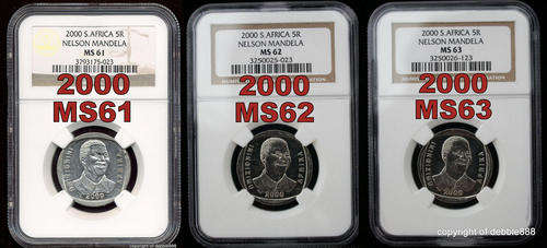 COMBO SET OF 3 SMILEYS !!!!! MS61 + MS62 + MS63 !!!!! *** 2000 Mandela R5's *** BID PER COIN