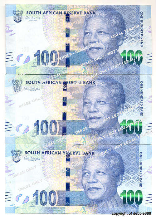 GILL MARCUS - 3 x MANDELA ONE HUNDRED RANDS - VF condition - BID PER NOTE