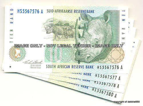 CL STALS - 16 x UNC TEN RANDS - in SEQUENCE - 1993 SECOND ISSUE (HS prefix); price/note to take ALL