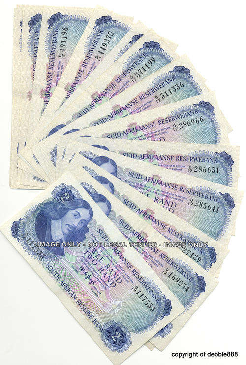 TW de JONGH - TWO RAND - 1974 - SECOND ISSUE - A/E (prefix D17) - VF+