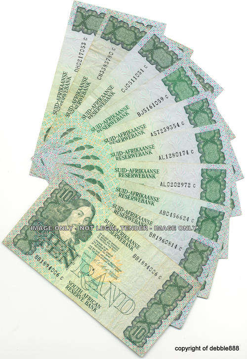 CL STALS - 10 x TEN RANDS - 1990 FIRST ISSUE (various prefixes) - BID PER NOTE