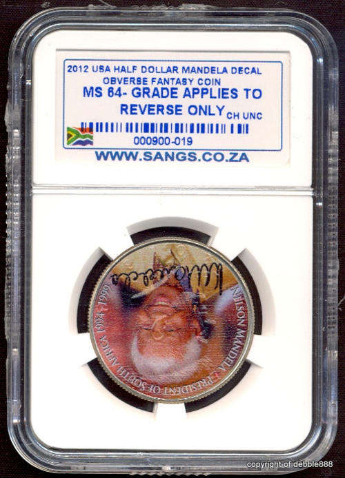 !!! USA 2012 Nelson Mandela Decal - HALF DOLLAR OBV FANTASY COIN - MS64 !!!