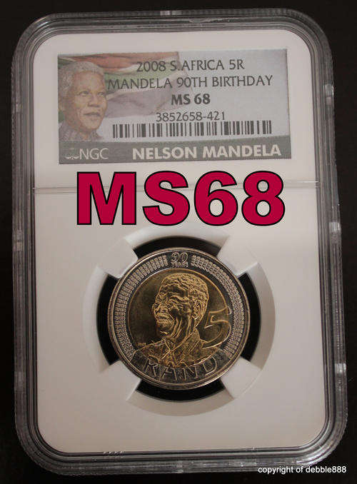 !!! MS68 !!! 2ND HIGHEST GRADE !!! BIRTHDAY MANDELA 2008 R5 *** NGC graded !!!