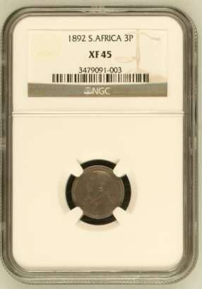 1892 3 PENCE *** GRADED XF45 *** BARGAIN