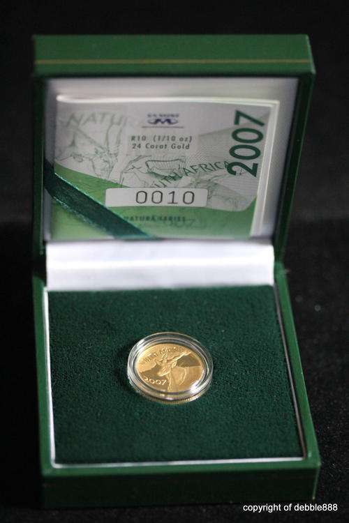 GOLD TENTH OUNCE 24ct - The Eland - Giants of Africa - 2007 - Natura Series *** in SAM case with COA