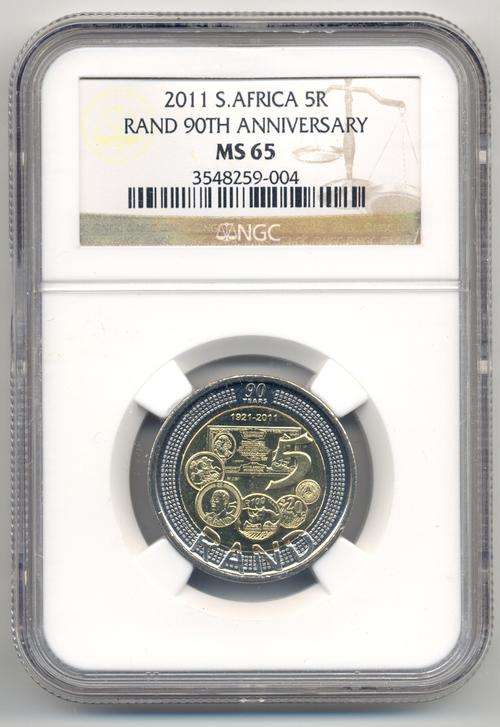 2 x MS65 SARB 90th Anniversary 2011 R5 - Good grade ***  Build your set; bid per coin