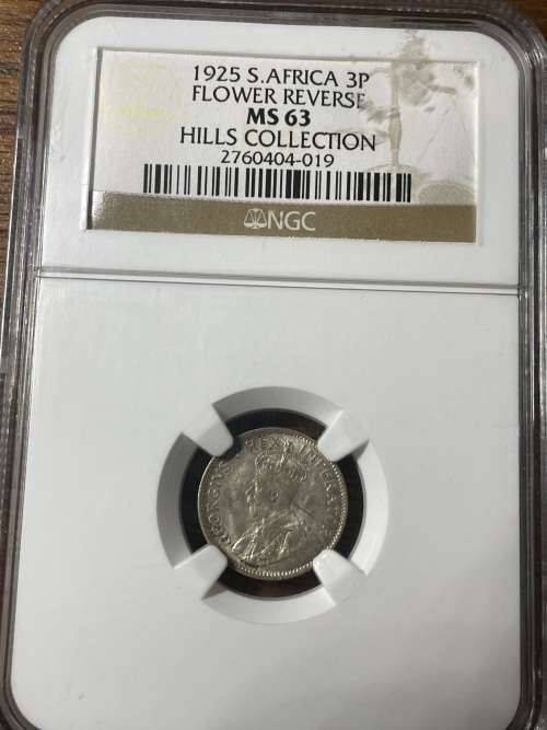 1925 3P flower reverse MS63 Hills Collection