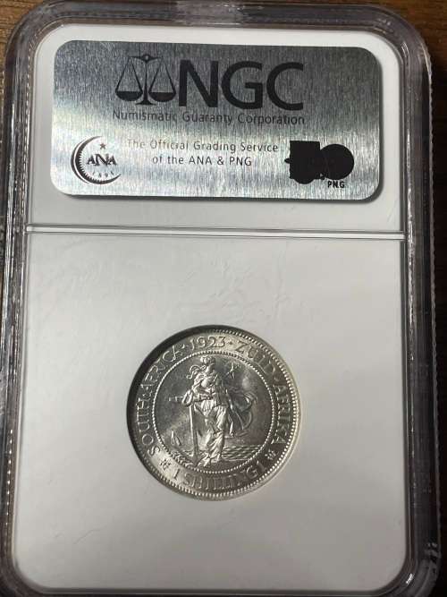 1923 1 shilling  Bakewell collection MS62 NGC graded  uncirculated