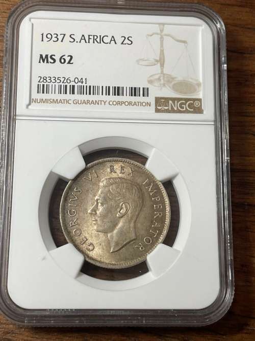 1937 2 Shilling NGC graded MS62