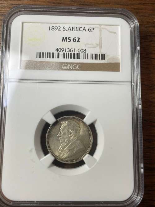 1892 ZAR 6P NGc graded Ms62