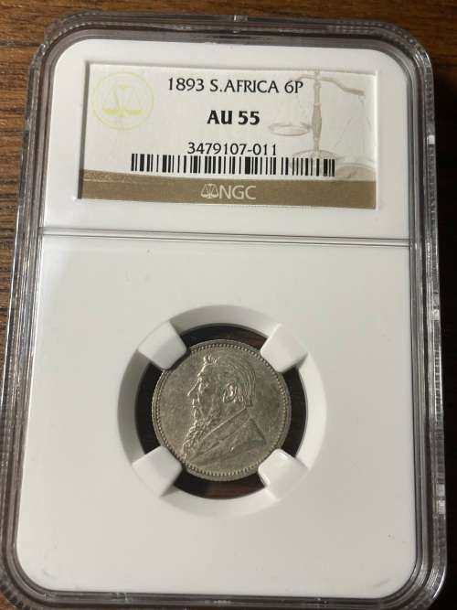 1893 Zar 6P ngc garded AU55
