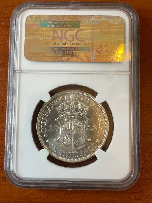 1948 * 2 1/2 shilling *  low mintage of 6 773 * graded by NGC as a MS62 * seldom for sale