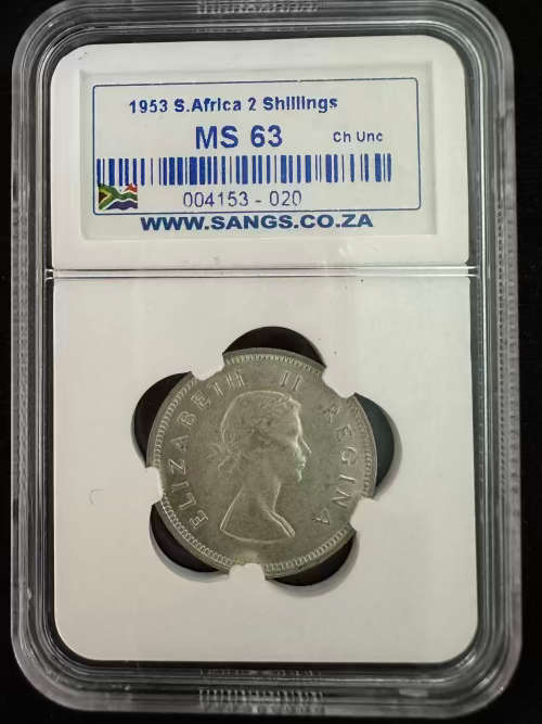 1953 2 shilling Graded MS63 * best priced coin in this range