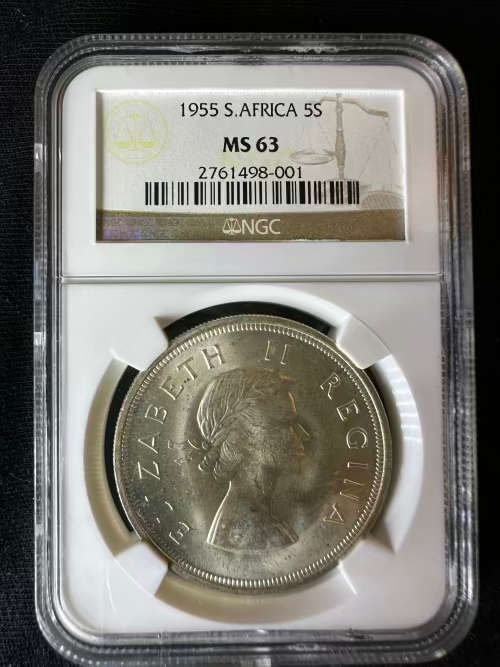1955 * 5 Shilling  * Graded MS63 * so few on the market for sale * only 20 coins better