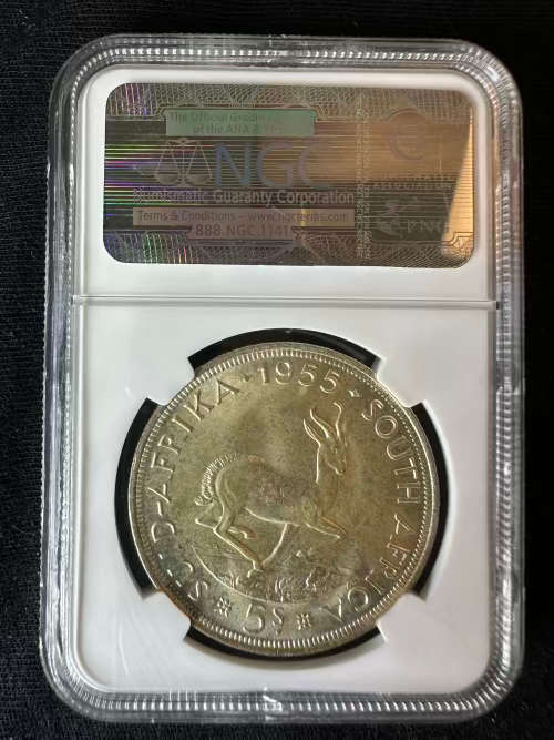 1955 * 5 Shilling  * Graded MS63 * so few on the market for sale * only 20 coins better