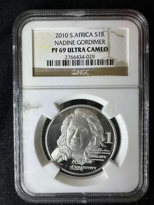 2010 * Gordimer Silver R1 * Graded by NGC * PF69 Ultra Cameo - collect all the Nobels