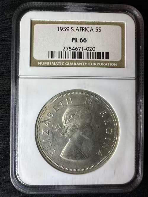 1959 * Rare 5 Shilling * Graded PL66 * old slab