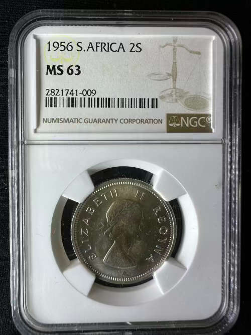 1956 * 2 Shilling * MS63 * golden toning